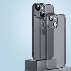 Apple iPhone 12用極薄ケース クリア透明 プラスチック 質感もマットQC1 アップル ブラック