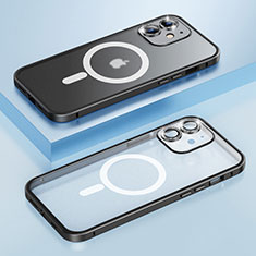 Apple iPhone 12用ケース 高級感 手触り良い メタル兼プラスチック バンパー Mag-Safe 磁気 Magnetic QC1 アップル ブラック
