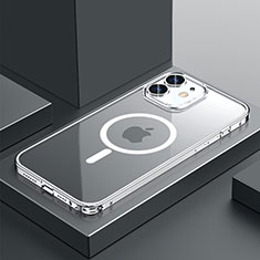 Apple iPhone 12用ケース 高級感 手触り良い メタル兼プラスチック バンパー Mag-Safe 磁気 Magnetic QC3 アップル シルバー