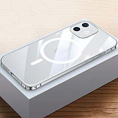 Apple iPhone 12用ケース 高級感 手触り良い メタル兼プラスチック バンパー Mag-Safe 磁気 Magnetic QC4 アップル シルバー