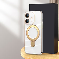 Apple iPhone 12用極薄ソフトケース シリコンケース 耐衝撃 全面保護 Mag-Safe 磁気 Magnetic C01 アップル ホワイト