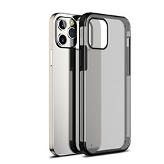 Apple iPhone 12 Max用ハイブリットバンパーケース クリア透明 プラスチック 鏡面 カバー アップル ブラック