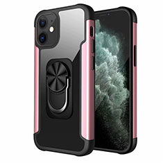 Apple iPhone 12 Mini用ハイブリットバンパーケース プラスチック アンド指輪 マグネット式 S04 アップル ローズゴールド