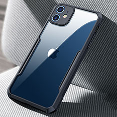 Apple iPhone 12 Mini用ハイブリットバンパーケース クリア透明 プラスチック 鏡面 カバー H03 アップル ブラック