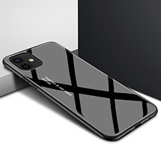 Apple iPhone 12 Mini用ハイブリットバンパーケース クリア透明 プラスチック 鏡面 カバー N01 アップル ブラック
