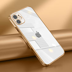 Apple iPhone 12 Mini用極薄ソフトケース シリコンケース 耐衝撃 全面保護 クリア透明 N02 アップル ゴールド