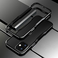 Apple iPhone 12 Mini用ケース 高級感 手触り良い アルミメタル 製の金属製 バンパー カバー N02 アップル ブラック