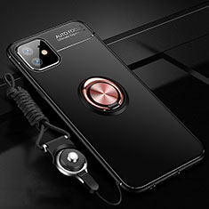 Apple iPhone 12 Mini用極薄ソフトケース シリコンケース 耐衝撃 全面保護 アンド指輪 マグネット式 バンパー N03 アップル ゴールド・ブラック