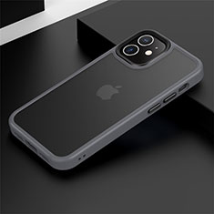 Apple iPhone 12 Mini用ハイブリットバンパーケース プラスチック 兼シリコーン カバー N01 アップル グレー