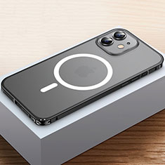 Apple iPhone 12 Mini用ケース 高級感 手触り良い メタル兼プラスチック バンパー Mag-Safe 磁気 Magnetic QC2 アップル ブラック