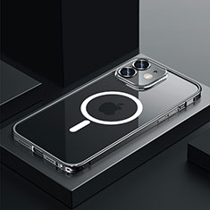 Apple iPhone 12 Mini用ケース 高級感 手触り良い メタル兼プラスチック バンパー Mag-Safe 磁気 Magnetic QC3 アップル ブラック