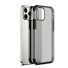 Apple iPhone 12 Pro用ハイブリットバンパーケース クリア透明 プラスチック 鏡面 カバー アップル ブラック