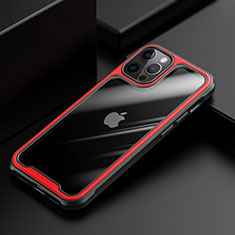 Apple iPhone 12 Pro用ハイブリットバンパーケース クリア透明 プラスチック 鏡面 カバー M03 アップル レッド