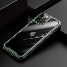Apple iPhone 12 Pro用ハイブリットバンパーケース クリア透明 プラスチック 鏡面 カバー M03 アップル グリーン