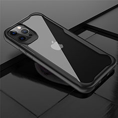 Apple iPhone 12 Pro用ハイブリットバンパーケース クリア透明 プラスチック 鏡面 カバー M02 アップル ブラック