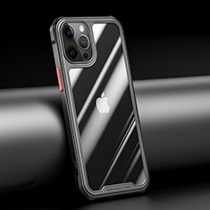 Apple iPhone 12 Pro用ハイブリットバンパーケース クリア透明 プラスチック 鏡面 カバー M04 アップル ブラック