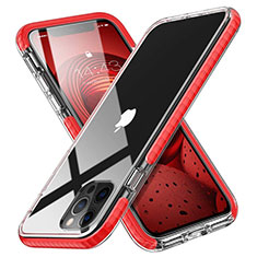 Apple iPhone 12 Pro用極薄ソフトケース シリコンケース 耐衝撃 全面保護 クリア透明 S03 アップル レッド