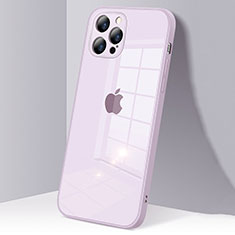 Apple iPhone 12 Pro用ハイブリットバンパーケース クリア透明 プラスチック 鏡面 カバー H06 アップル ラベンダー