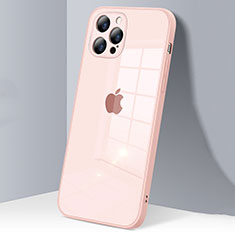 Apple iPhone 12 Pro用ハイブリットバンパーケース クリア透明 プラスチック 鏡面 カバー H06 アップル ピンク