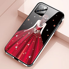 Apple iPhone 12 Pro用ハイブリットバンパーケース プラスチック ドレスガール ドレス少女 鏡面 カバー アップル レッド