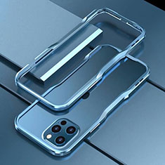 Apple iPhone 12 Pro用ケース 高級感 手触り良い アルミメタル 製の金属製 バンパー カバー T03 アップル ネイビー