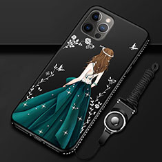 Apple iPhone 12 Pro用シリコンケース ソフトタッチラバー バタフライ ドレスガール ドレス少女 カバー アップル グリーン