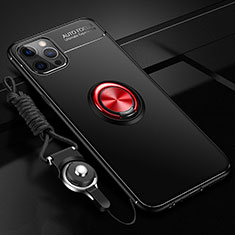 Apple iPhone 12 Pro用極薄ソフトケース シリコンケース 耐衝撃 全面保護 アンド指輪 マグネット式 バンパー N03 アップル レッド・ブラック