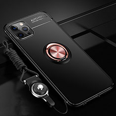 Apple iPhone 12 Pro用極薄ソフトケース シリコンケース 耐衝撃 全面保護 アンド指輪 マグネット式 バンパー N03 アップル ゴールド・ブラック