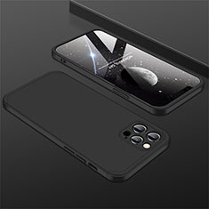 Apple iPhone 12 Pro用ハードケース プラスチック 質感もマット 前面と背面 360度 フルカバー M01 アップル ブラック