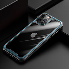 Apple iPhone 12 Pro Max用ハイブリットバンパーケース クリア透明 プラスチック 鏡面 カバー M03 アップル ネイビー