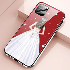 Apple iPhone 12 Pro Max用ハイブリットバンパーケース プラスチック ドレスガール ドレス少女 鏡面 カバー アップル ホワイト