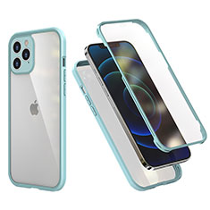 Apple iPhone 12 Pro Max用ハイブリットバンパーケース プラスチック 兼シリコーン カバー 前面と背面 360度 フル R05 アップル ライトグリーン