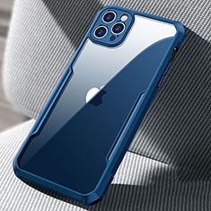 Apple iPhone 12 Pro Max用ハイブリットバンパーケース クリア透明 プラスチック 鏡面 カバー H03 アップル ネイビー