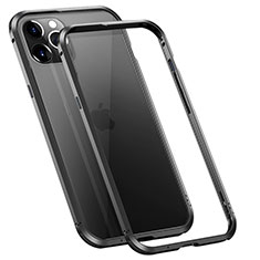Apple iPhone 12 Pro Max用ケース 高級感 手触り良い アルミメタル 製の金属製 バンパー カバー T02 アップル ブラック