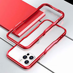Apple iPhone 12 Pro Max用ケース 高級感 手触り良い アルミメタル 製の金属製 バンパー カバー T03 アップル レッド