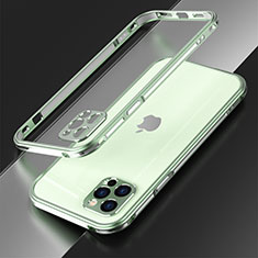 Apple iPhone 12 Pro Max用ケース 高級感 手触り良い アルミメタル 製の金属製 バンパー カバー N01 アップル ライトグリーン