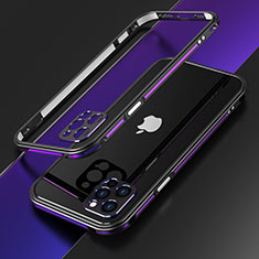 Apple iPhone 12 Pro Max用ケース 高級感 手触り良い アルミメタル 製の金属製 バンパー カバー N01 アップル パープル