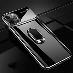 Apple iPhone 12 Pro Max用ハードケース プラスチック 質感もマット アンド指輪 マグネット式 A01 アップル ブラック