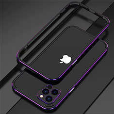 Apple iPhone 12 Pro Max用ケース 高級感 手触り良い アルミメタル 製の金属製 バンパー カバー N02 アップル パープル