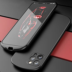 Apple iPhone 12 Pro Max用360度 フルカバー極薄ソフトケース シリコンケース 耐衝撃 全面保護 バンパー N01 アップル ブラック