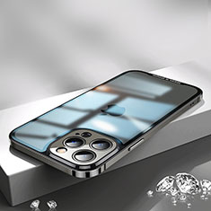Apple iPhone 12 Pro Max用ケース 高級感 手触り良い メタル兼プラスチック バンパー QC2 アップル ブラック
