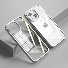Apple iPhone 13用ハイブリットバンパーケース クリア透明 プラスチック 鏡面 カバー M04 アップル ホワイト