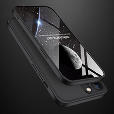Apple iPhone 13用ハードケース プラスチック 質感もマット 前面と背面 360度 フルカバー M01 アップル ブラック