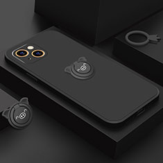 Apple iPhone 13用極薄ソフトケース シリコンケース 耐衝撃 全面保護 アンド指輪 マグネット式 バンパー A07 アップル ブラック