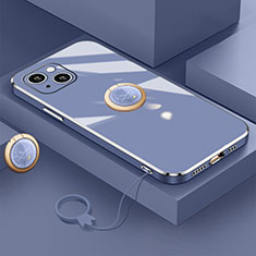 Apple iPhone 13用極薄ソフトケース シリコンケース 耐衝撃 全面保護 アンド指輪 マグネット式 バンパー A08 アップル ネイビー