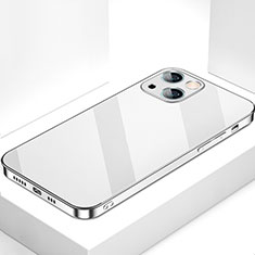 Apple iPhone 13用ハイブリットバンパーケース プラスチック 鏡面 カバー M09 アップル シルバー