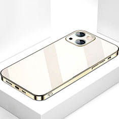 Apple iPhone 13用ハイブリットバンパーケース プラスチック 鏡面 カバー M09 アップル ゴールド