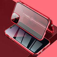 Apple iPhone 13用ケース 高級感 手触り良い アルミメタル 製の金属製 360度 フルカバーバンパー 鏡面 カバー アップル レッド