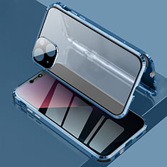 Apple iPhone 13用ケース 高級感 手触り良い アルミメタル 製の金属製 360度 フルカバーバンパー 鏡面 カバー アップル ネイビー