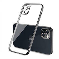 Apple iPhone 13用極薄ソフトケース シリコンケース 耐衝撃 全面保護 クリア透明 H04 アップル ブラック